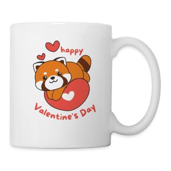 Roter Panda zum Valentinstag süße Tiere mit Herzen - Tasse - Weiß - Rechts