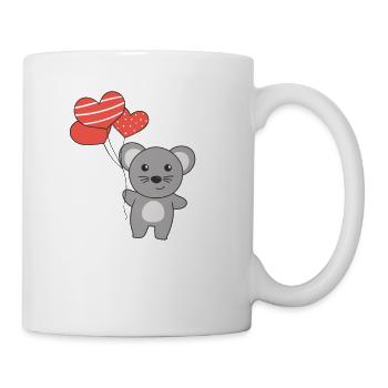 Souris pour la Saint-Valentin animaux mignons avec des cœurs - Mug blanc - blanc - Droite
