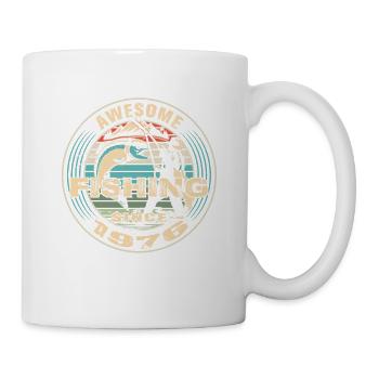 Awesome since 1976. Angel, Angler Geburtstag - Tasse - Weiß - Rechts