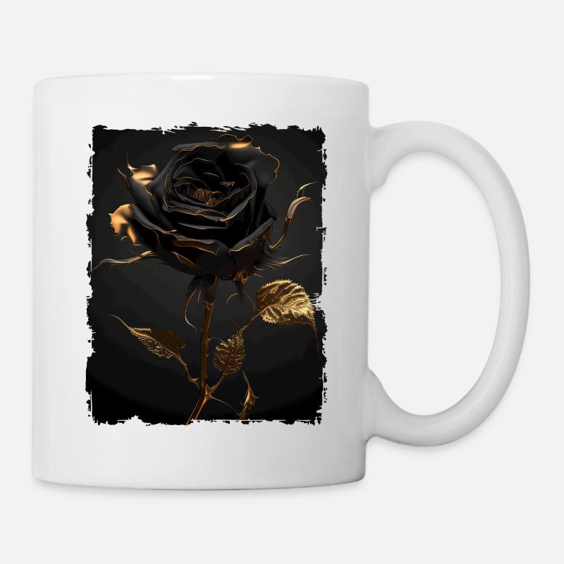 Black Gold Rose - Mug - white