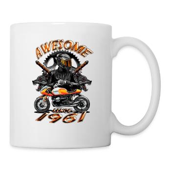 Awesome since 1961, Biker Geburtstag - Tasse - Weiß - Rechts