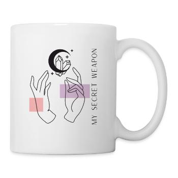 "my secret weapon", crystals, healing stones, moon - Mug - white - Right
