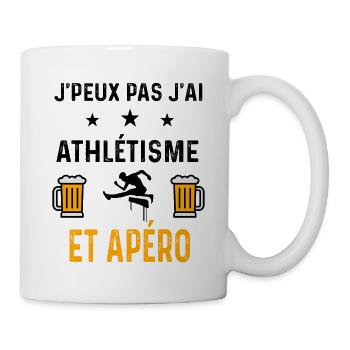 J'peux pas j'ai athlétisme sport et apéro - Mug blanc - blanc - Droite