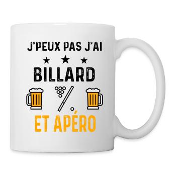 J'peux pas j'ai billard queue et apéro - Mug blanc - blanc - Droite
