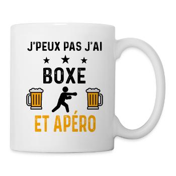 J'peux pas j'ai boxe boxeur et apéro - Mug blanc - blanc - Droite