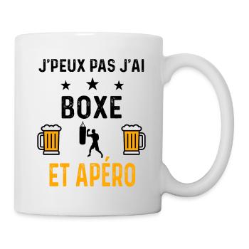 J'peux pas j'ai boxe et apéro - Mug blanc - blanc - Droite