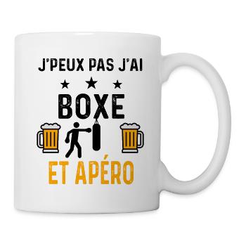 J'peux pas j'ai boxe sac et apéro - Mug blanc - blanc - Droite