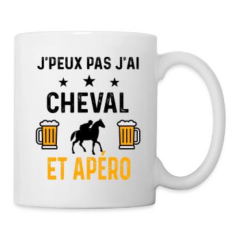 J'peux pas j'ai cheval cavalier et apéro - Mug blanc - blanc - Droite