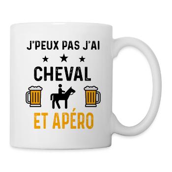 J'peux pas j'ai cheval et apéro - Mug blanc - blanc - Droite
