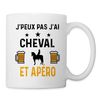 J'peux pas j'ai cheval femme et apéro - Mug blanc - blanc - Droite