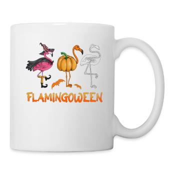 Flamingo Hexe Kürbis Skelett Halloween Kostüm - Tasse - Weiß - Rechts