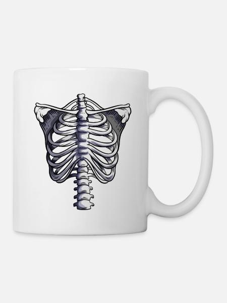 Skelettbrustkorb Torso Knochen Halloweenoutfit - Tasse - Weiß