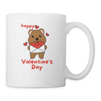 Quokka zum Valentinstag süße Tiere mit Herzen - Tasse - Weiß - Rechts