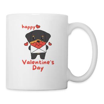 Rottweiler zum Valentinstag süße Tiere mit Herzen - Tasse - Weiß - Rechts