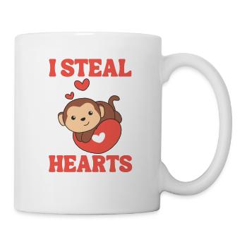 Monkey for Valentine's Day I steal hearts - Mug - white - Right