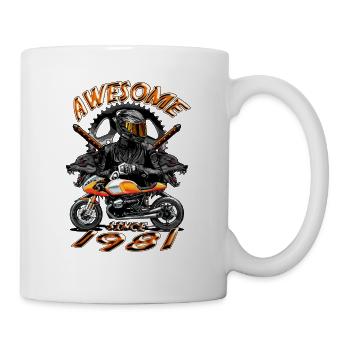 Awesome since 1981, Biker Geburtstag - Tasse - Weiß - Rechts