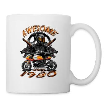 Génial depuis 1980, anniversaire du motard - Mug blanc - blanc - Droite
