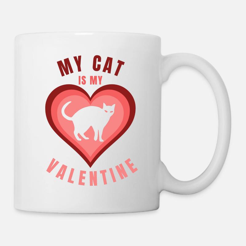 My cat is my valentine - Mug - white