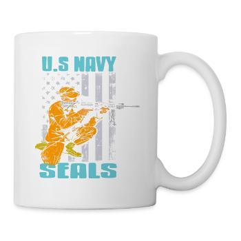 U.S NAVY Seals Retro Awesome Navy Soldier T-Shirt - Mug - white - Right