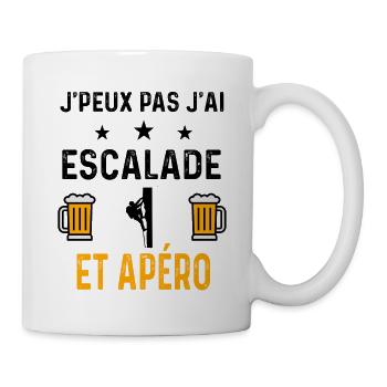 J'peux pas j'ai escalade grimper et apéro - Mug blanc - blanc - Droite
