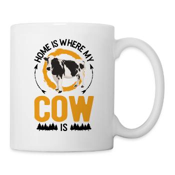 Zuhause ist wo meine Kuh ist Landwirt Bauer - Tasse - Weiß - Rechts