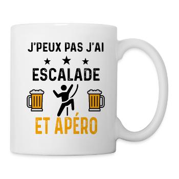 J'peux pas j'ai escalade et apéro - Mug blanc - blanc - Droite