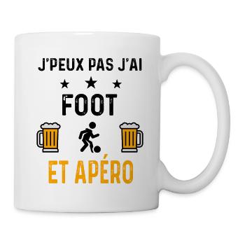 J'peux pas j'ai foot jouer et apéro - Mug blanc - blanc - Droite