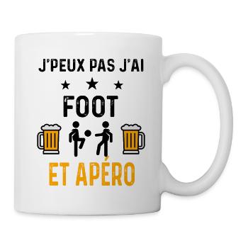 J'peux pas j'ai foot joueurs et apéro - Mug blanc - blanc - Droite