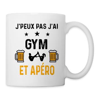 J'peux pas j'ai gym et apéro - Mug blanc - blanc - Droite