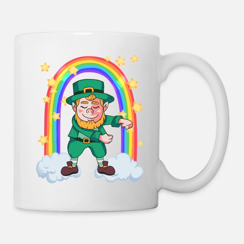 Leprechaun danse la danse du radeau sur l’arc-en-ciel - Mug blanc - blanc