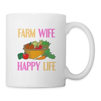 Farm Wife Happy Life Retro Farmer Designs - Mug blanc - blanc - Droite