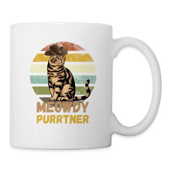Meowdy Purrtner Tabby cat In Stetson Cat Lover - Mug - white - Right