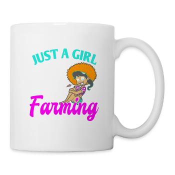 Just A Girl Who Loves Farming Retro Farmer T-Shirt - Tasse - Weiß - Rechts