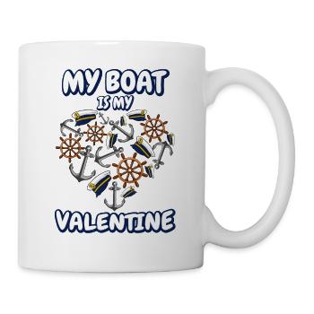 Mein Boot ist mein Valentinstag - Tasse - Weiß - Rechts