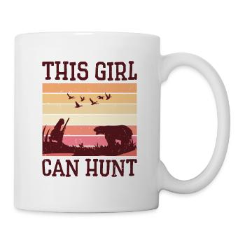 Girl Hunter Retro Wild Animal Hunt Nature Bear - Mug - white - Right