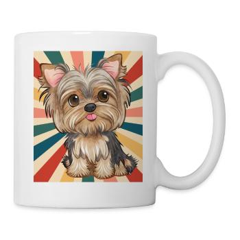 Niedliche Yorkshire Terrier Hunderasse 80er 90er Jahre Retro - Tasse - Weiß - Rechts