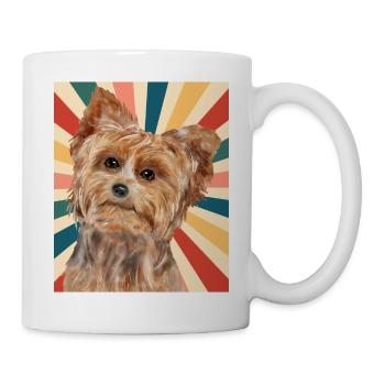 Niedliche Yorkshire Terrier Hunderasse 80er 90er Jahre Retro - Tasse - Weiß - Rechts