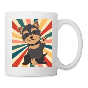 Niedliche Yorkshire Terrier Hunderasse 80er 90er Jahre Retro - Tasse - Weiß - Rechts