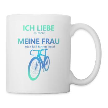 Rennrad Liebe meine Frau 3D Perspektive Türkis - Tasse - Weiß - Rechts