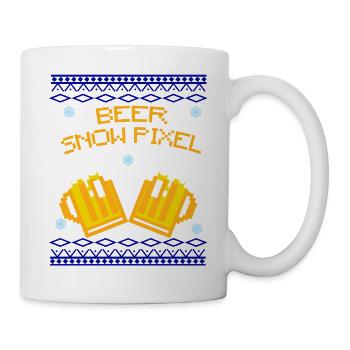 bier beer snow pixel weihnacht motiv uglychristmas - Tasse - Weiß - Rechts