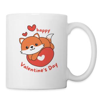 Fuchs zum Valentinstag süße Tiere mit Herzen - Tasse - Weiß - Rechts