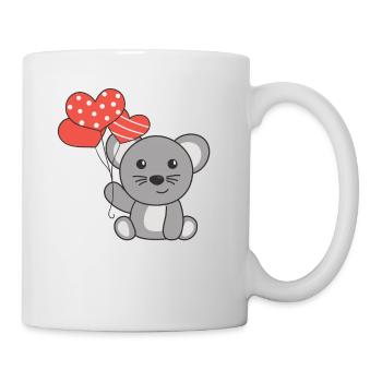 Maus zum Valentinstag süße Tiere mit Herzen - Tasse - Weiß - Rechts