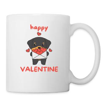 Rottweiler zum Valentinstag süße Tiere mit Herzen - Tasse - Weiß - Rechts