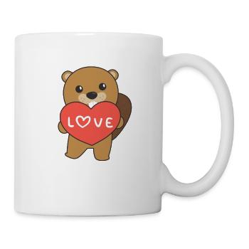 Biber zum Valentinstag süße Tiere mit Herzen - Tasse - Weiß - Rechts