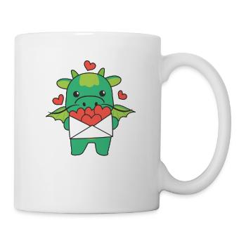Dragon for Valentine's Day cute animals with hearts - Mug - white - Right
