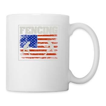 Retro Vintage American Flag Fencing July 4 - Mug - white - Right