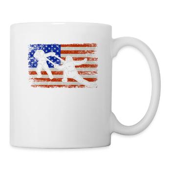 Fencing, American flag sports player - Mug - white - Right