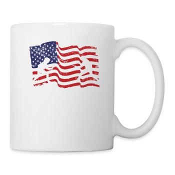 Fencing, American flag sports player - Mug - white - Right
