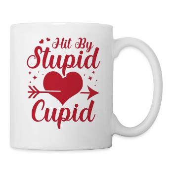 Hit By Stupid Cupid Arrow Valentine's Day Humor - Mug - white - Right