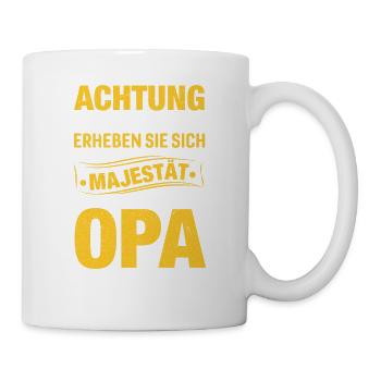 Achtung Erheben Sich Sein Majestät Der Opa - Tasse - Weiß - Rechts